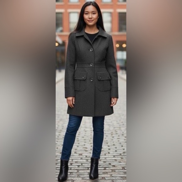 Tulle Jackets & Blazers - Tulle by Anthropologie Wool Blend Dark Gray Pea Coat size XS-S